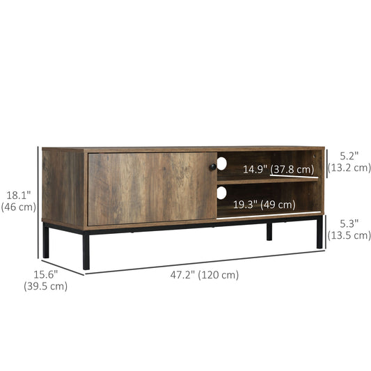 HOMCOM Retro TV Cabinet for TVs up to 50", TV Stand with Compartment and Adjustable Shelf, Media Console with Sliding Door for Living Room, Coffee