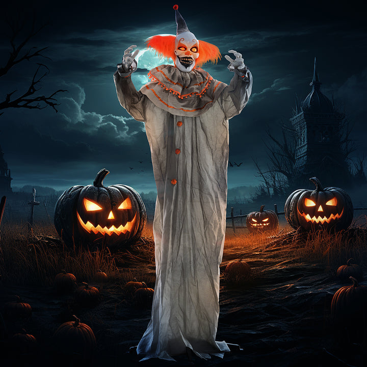 HOMCOM 6' Life Size Decoration Animatronic Skull Pumpkin Ghost Outdoor Halloween, Sound and Motion Activated