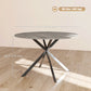 HOMCOM 47" Round Kitchen Table for 4, Industrial Dining Table with Steel Legs for Dining Room, Grey Wood Grain and Black