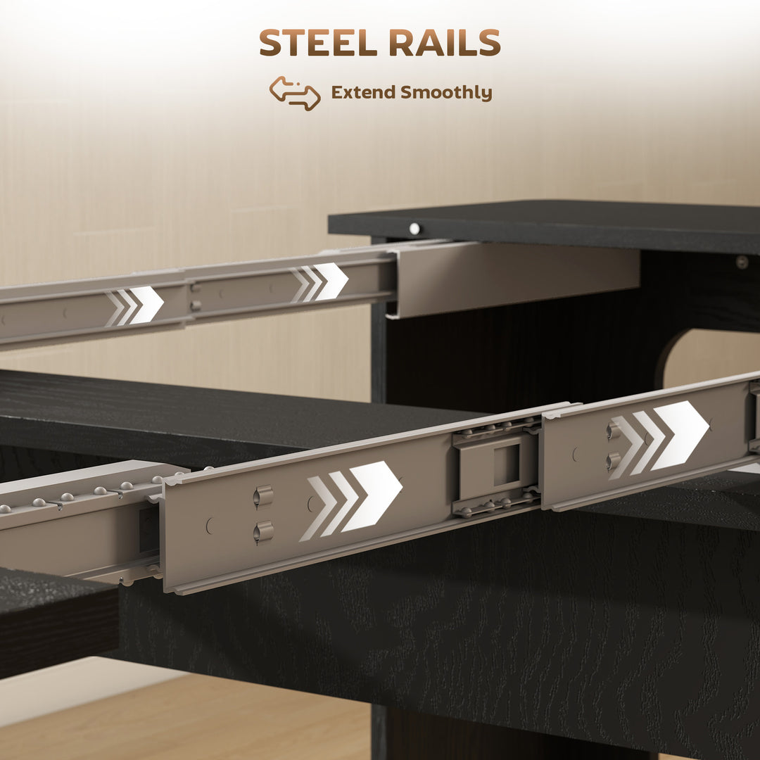 HOMCOM Extendable Dining Table, Expandable Kitchen Table for Small Spaces, Seats up to 6 People, Dark Brown