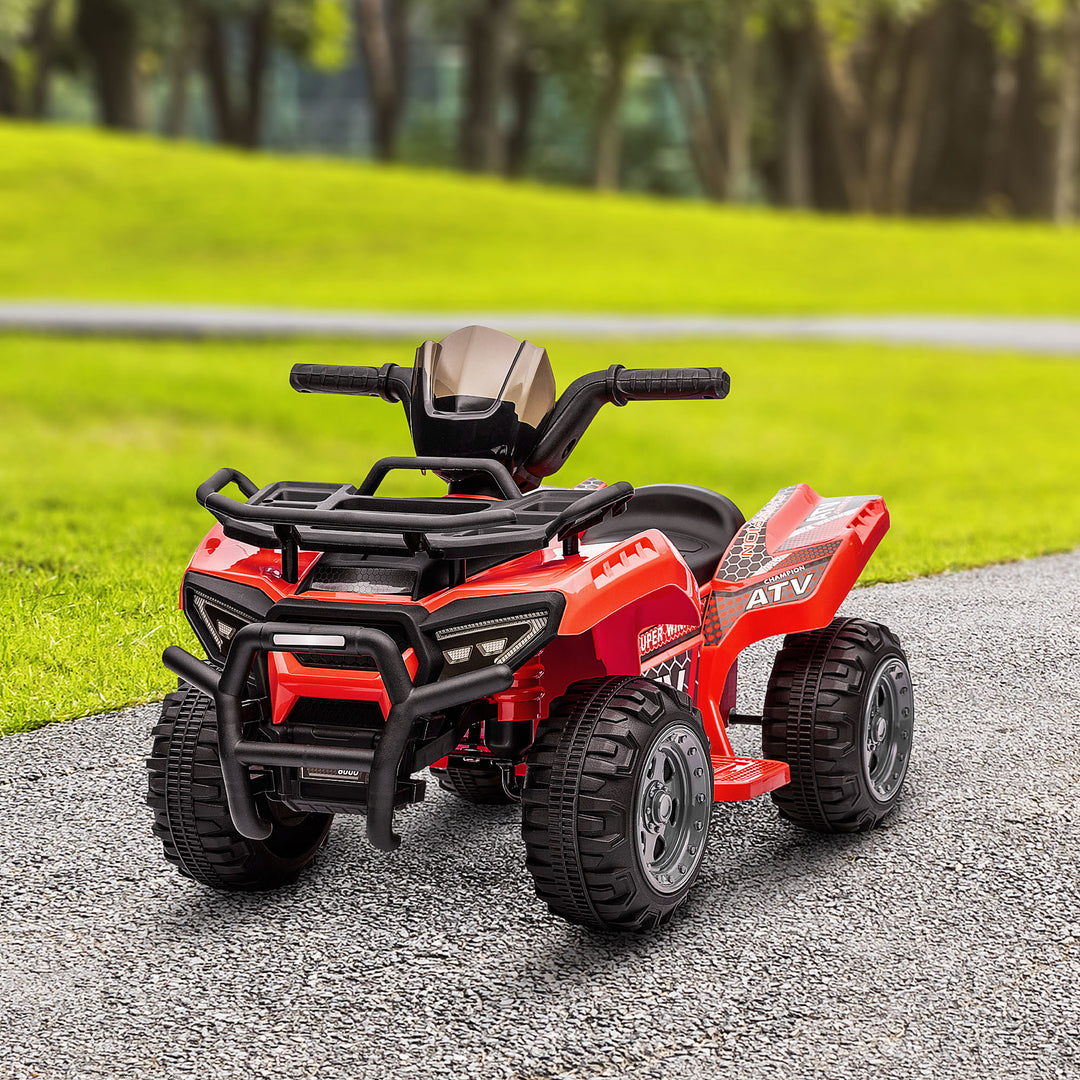 Aosom 6V Kids ATV Quad, 4 Wheeler Battery Powered Electric Ride on Car with Music, Forward, for Boys and Girls Ages 18-36 Months, Red