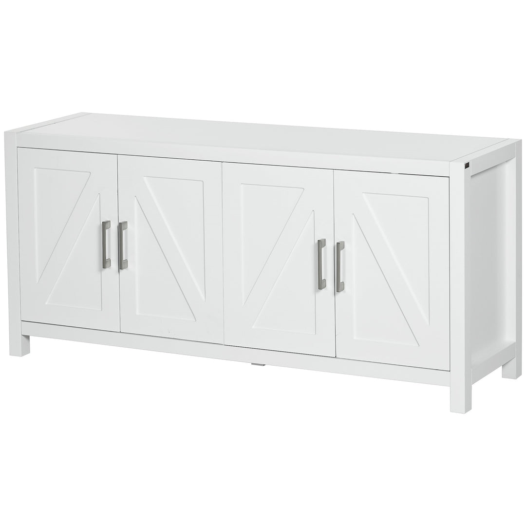 HOMCOM Sideboard Cabinet Buffets Table with Barn Style Doors TV Cabinet Stand for TVs up to 65" with 4 Cable Holes White