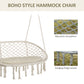Outsunny Patio Hammock Chair 2 Seat, Hanging Rope Hammock Swing Chair with Metal Frame and Cushion, Large Macrame Seat for Indoor and Outdoor 396 lbs Capacity, Dark Grey