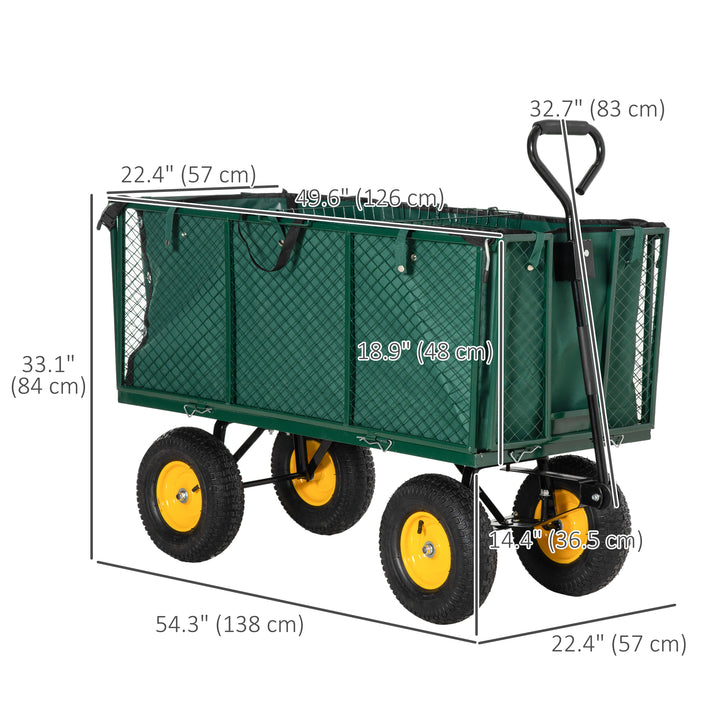 Outsunny 342L Utility Wagon Cart with Removable Mesh Sides to Convert into Flatbed for Beach Lawn Yard