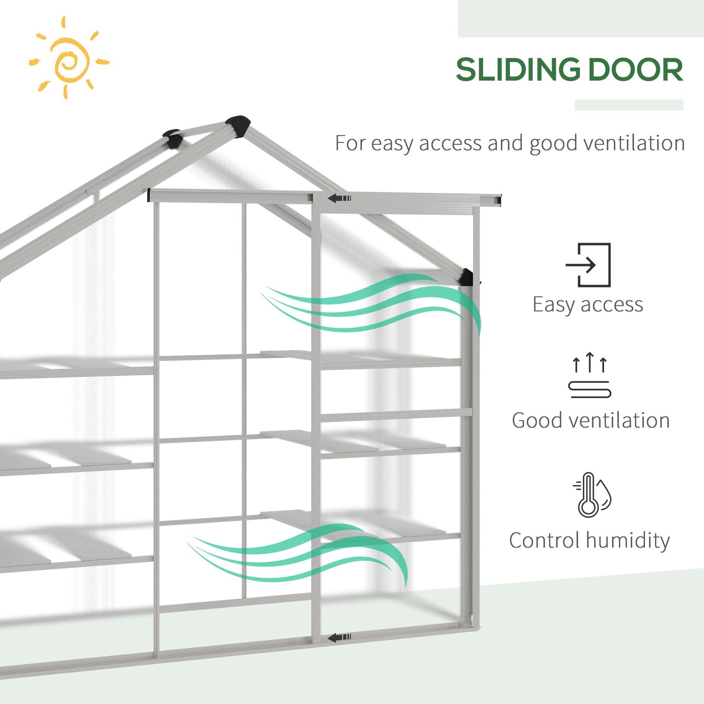 Outsunny 6.3' x 2.3' x 6.1' Outdoor Walk-in Greenhouse with 3-Tier Shelves, Garden Polycarbonate Green House Plants Flower Cold Frame with Aluminum Frame