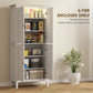 HOMCOM 69.5" Tall Kitchen Pantry Storage Cabinet with Motion Sensor LED Light, Modern Kitchen Pantry Cabinet, Green