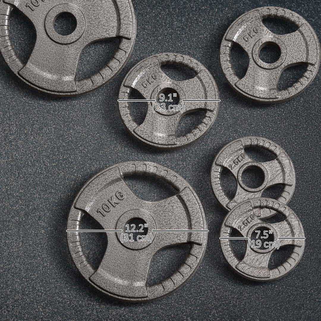 Soozier 6 PCS Weight Plates Grip Plate Sets for Strength and Weightlifting Training, Barbell Weight Set for Home, 77 Lbs Total