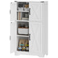 HOMCOM Farmhouse Kitchen Pantry, Freestanding Kitchen Pantry Storage Cabinet with Barn Doors and Adjustable Shelves, Grey