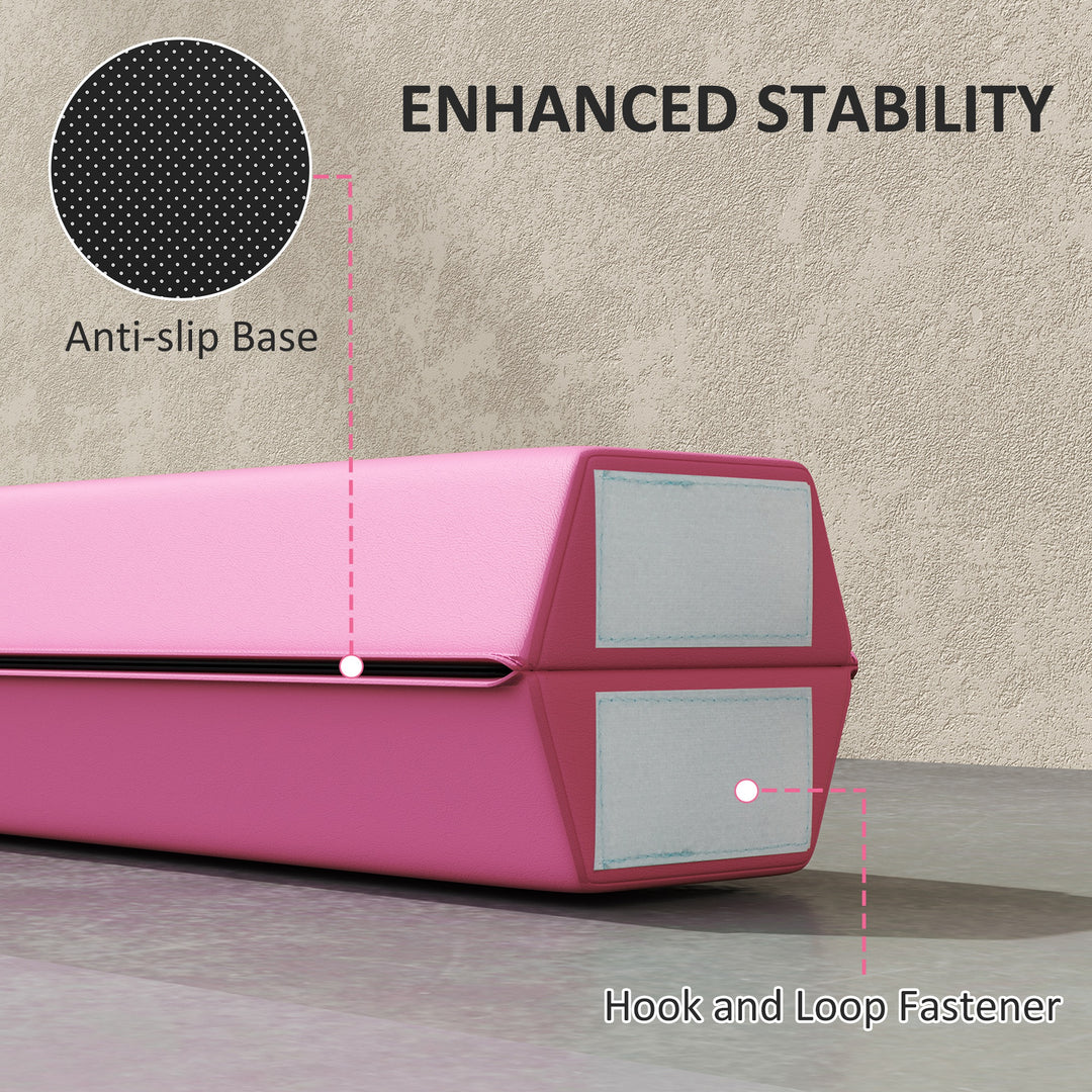 Soozier 7.7ft Folding Balance Beam, Gymnastics Equipment with Anti-Slip Bottom for Kids Home Training, Red