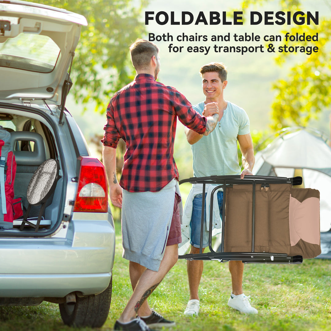 Outsunny 3pc Patio Foldable Rocking Chair Set, Outdoor Rocking Chairs and Table Bistro Set w/ Padded Seat, Headrest, Backrest for park, backyard, garden, Red