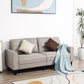 HOMCOM 3-Seater Sofa, Mid-Century Linen Couch with Upholstered Seat, Button-Tufted Back Cushion and Rubber Wood Legs for Living Room, Bedroom, Gray