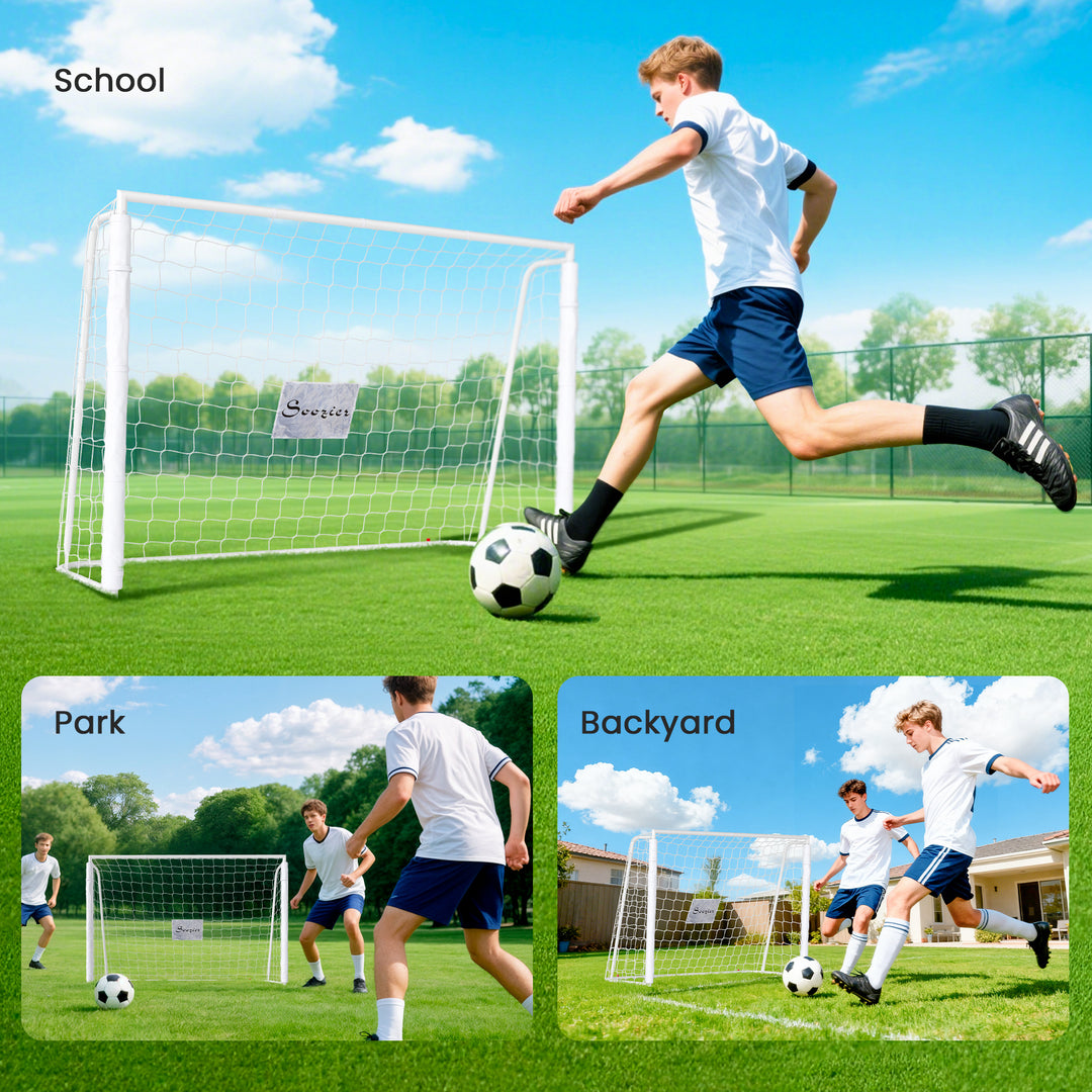 Soozier 6ft x 4ft Soccer Goal Net with Metal Frame, PE Mesh, Ground Stakes, Easy Assembly, Yellow