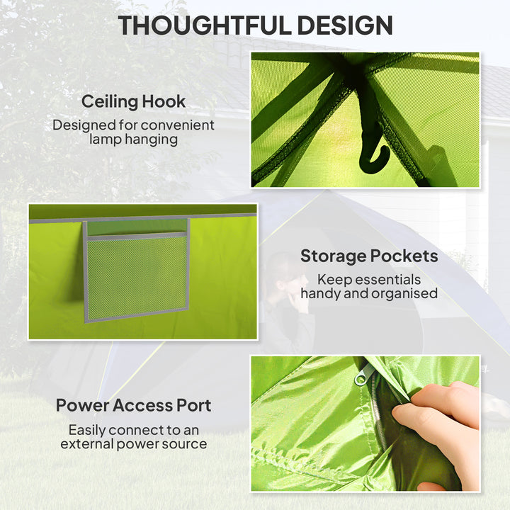 Outsunny Pop Up Camping Tent, 3-4 Person Family Tent, Waterproof Dome Tent with Mesh Window, Storage Pockets and Hook