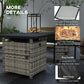 Outsunny Outdoor PE Rattan Propane Fire Pit Table, 50,000 BTU Pulse-Ignition Wicker Fire Table, Mixed Grey