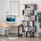 HOMCOM Wooden S Shape Bookcase 6 Shelves Storage Display Home Office Furniture