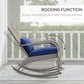 Outsunny Adirondack Chair, Outdoor Wicker Rocking Chair with High Back, Seat Cushion and Pillow for Porch, Balcony, Cream White