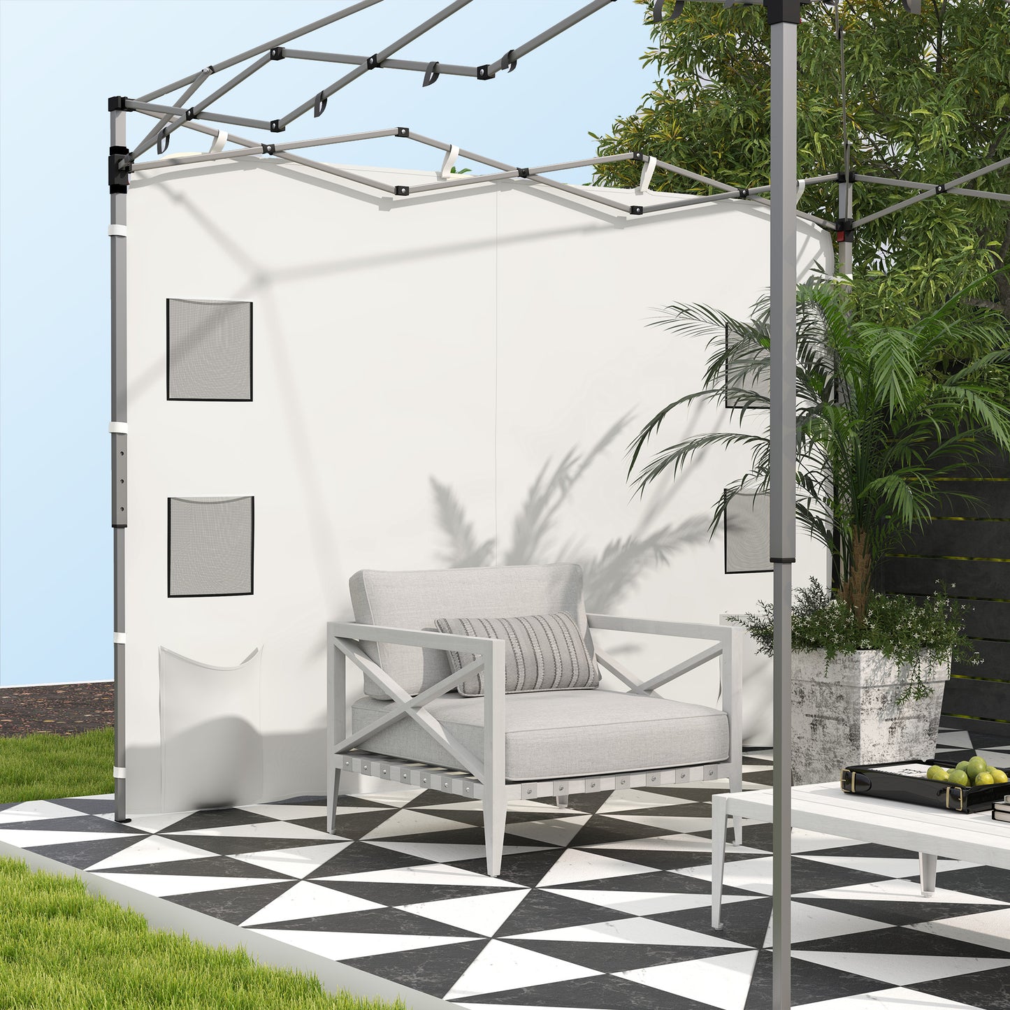Outsunny Instant Canopy Sidewall with 4 Storage Bag for 10 x 10 ft Straight Leg Pop Up Canopies, 1 Pack Sidewall Only, White