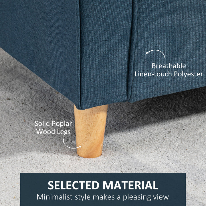 HOMCOM 2-Seat Sofa Two-Seater Couch with Armrests and Wood Legs for Living Room, Bedroom, Dark Grey