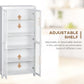HOMCOM Freestanding Kitchen Pantry, Buffet Cabinet, 5-tier Storage Cabinet with Adjustable Shelves and 2 Glass Doors, White