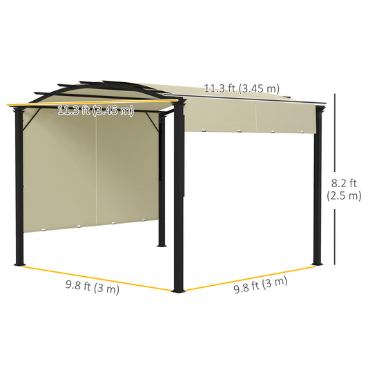 Outsunny 11' x 11' Retractable Pergola Canopy for Patio, Backyard, Beige