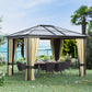 Outsunny 10 x 10 ft Hard Top Gazebo Canopy Heavy Duty Shelter Sun Shade w/ Curtain Beige, Coffee