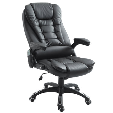 HOMCOM Executive Office Chairs Heated Massage High Back Reclining Office Chair Swivel Leather Adjustable Vibrating Furniture Black