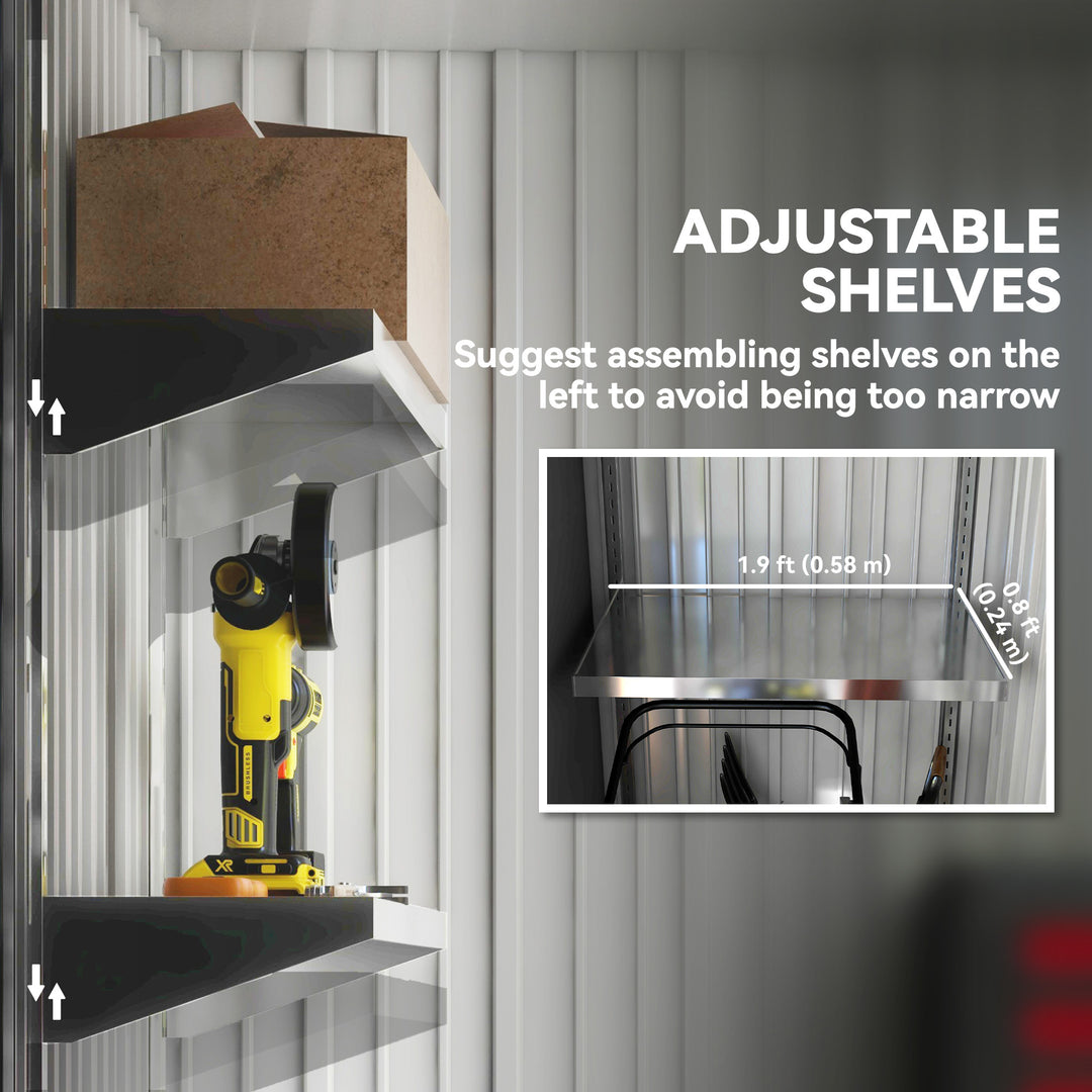 Outsunny Outdoor Storage Shed, Steel Lean-to Shed with Adjustable Shelf, Lock, Gloves, 5'x3'x6', Green