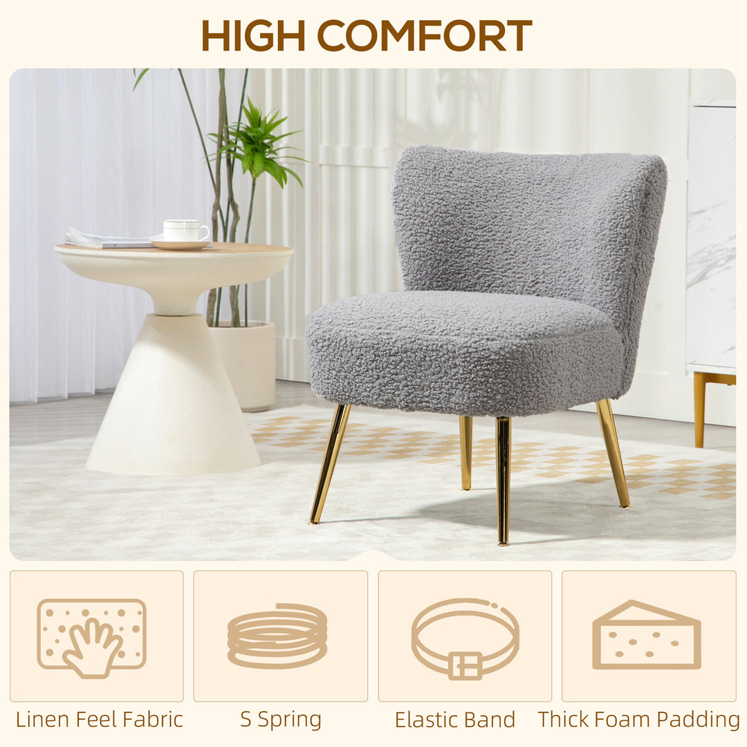 HOMCOM Lounge Chair for Bedroom Living Room Chair with Soft Upholstery and Gold Legs Pink