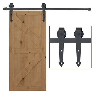 HOMCOM 6.6FT Sliding Barn Door Track Kit, Heavy Duty Barn Door Hardware Kit, Fit 39" Wide Door Panel (J Shape Hanger), Brown
