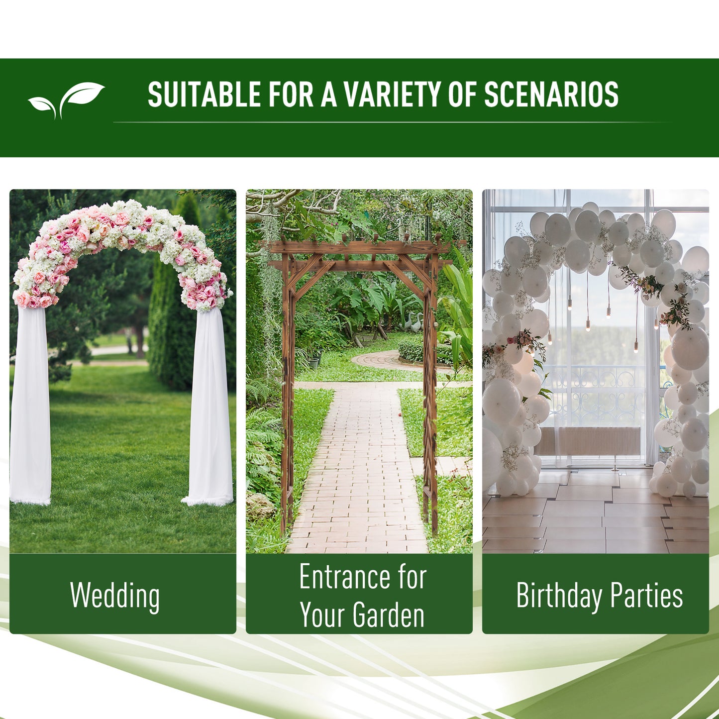 Outsunny 79" Plant Trellis, Arched Garden Arbour with Pergola Style Roof, Fir Wood Frame for Climbing Vines