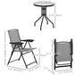 Outsunny Folding Outdoor Bistro Set, Patio Table and Chairs with Reclining Backrest and Round Dining Table, Brown
