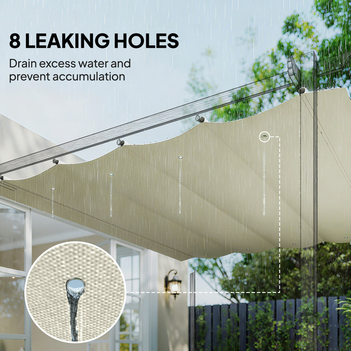 Outsunny 8' x 9.4' Retractable Pergola Canopy Replacement, Fit 7' x 10' Frame, UV30+ Pergola Cover Top Only, Cream