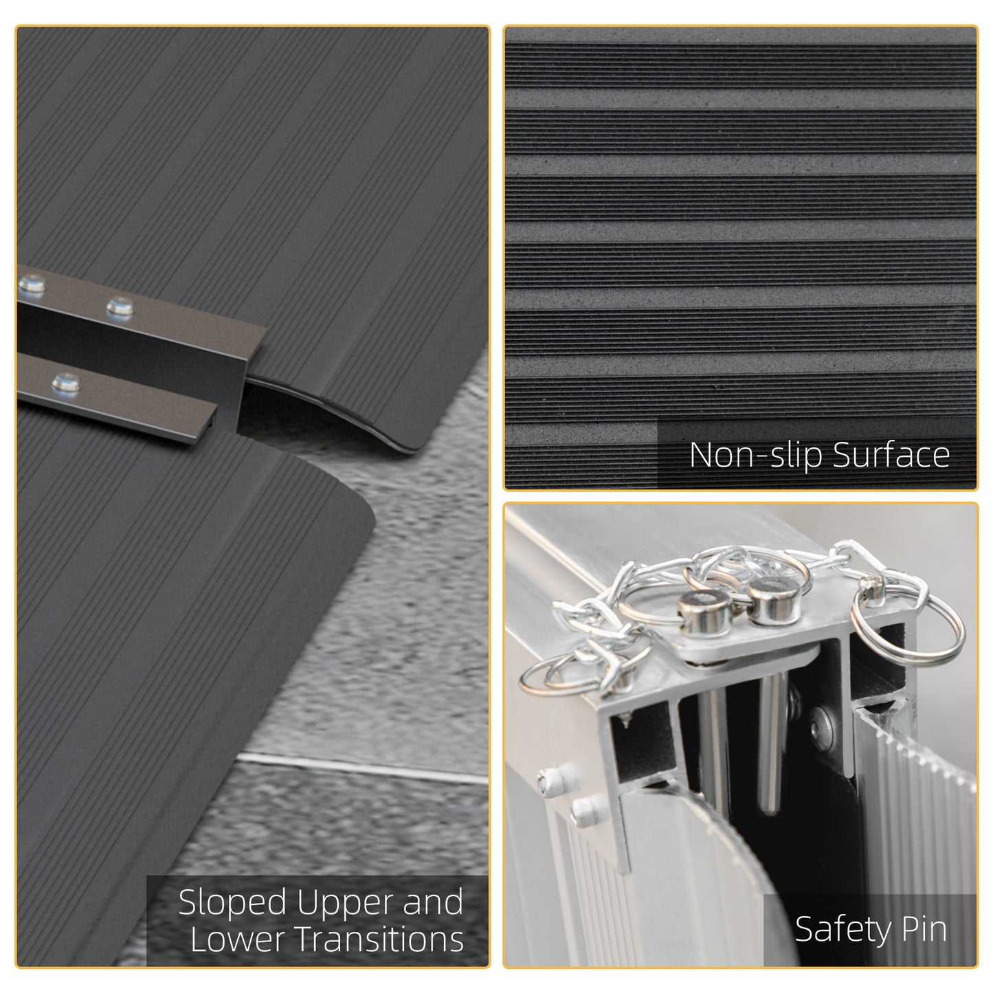 HOMCOM 5ft Wheelchair Ramp Scooter Mobility Non-Skid PVC Layering Portable Foldable Aluminium
