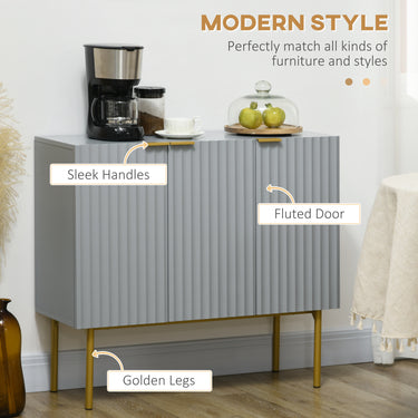 HOMCOM Modern Storage Cabinet Sideboard Buffet Cabinet with Gold Legs for Living Room Dining Room Hallway Grey