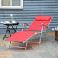 Outsunny Outdoor Folding Chaise Lounge Chair Steel Portable Recliner with 7 Adjustable Backrest Positions, Red