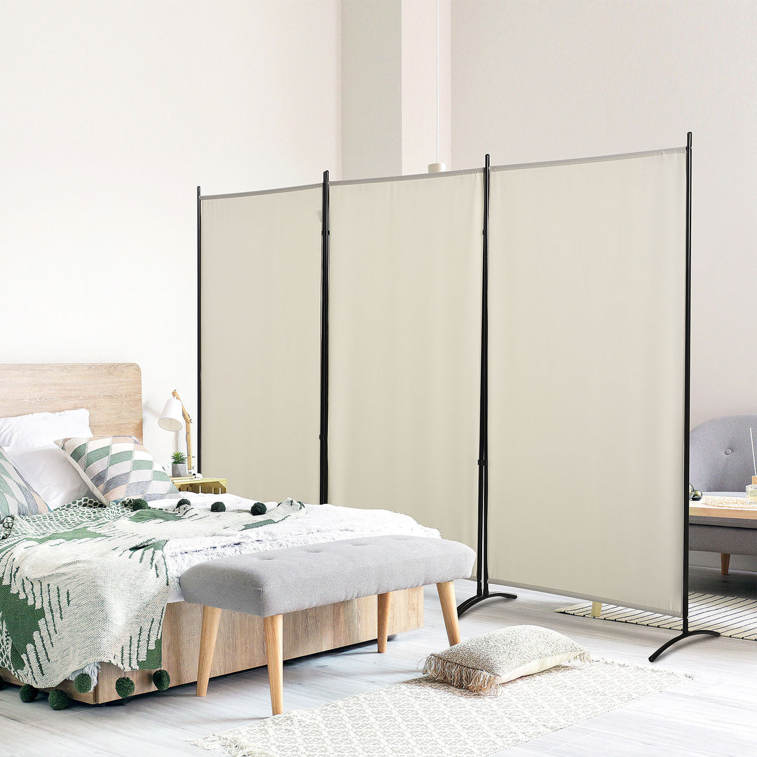 HOMCOM 6' 3 Panel Room Divider, Double Hinged Folding Wall Divider, Indoor Privacy Screen for Home Office, Beige