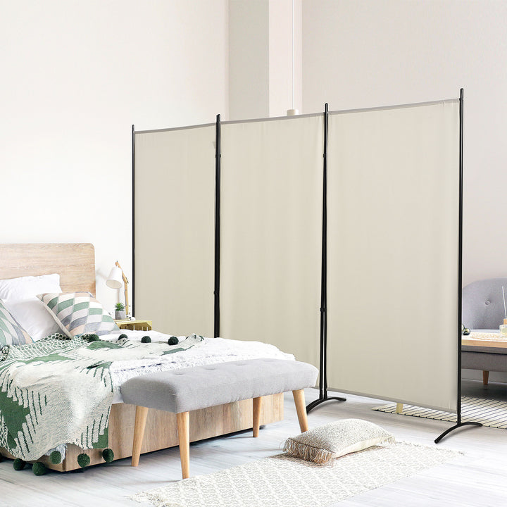 HOMCOM 6' 3 Panel Room Divider, Double Hinged Folding Wall Divider, Indoor Privacy Screen for Home Office, Beige
