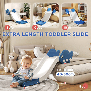 Qaba Toddler Couch Slide for Bed, Sofa, Stairs, Easy Assemble & Storage, for 18-48 Months, Blue