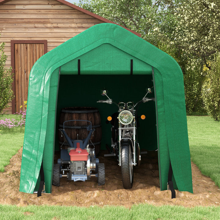 Outsunny 8' x 6' Carport with Sidewalls and Roll-up Door, Outdoor Storage Shelter for Motorcycle and Car, Grey