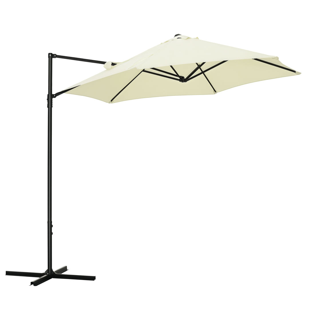 Outsunny 8.5FT Outdoor Cantilever Roma Parasol with 360° Rotation and Cross Base, Offset Patio Umbrella for Garden, Dark Grey