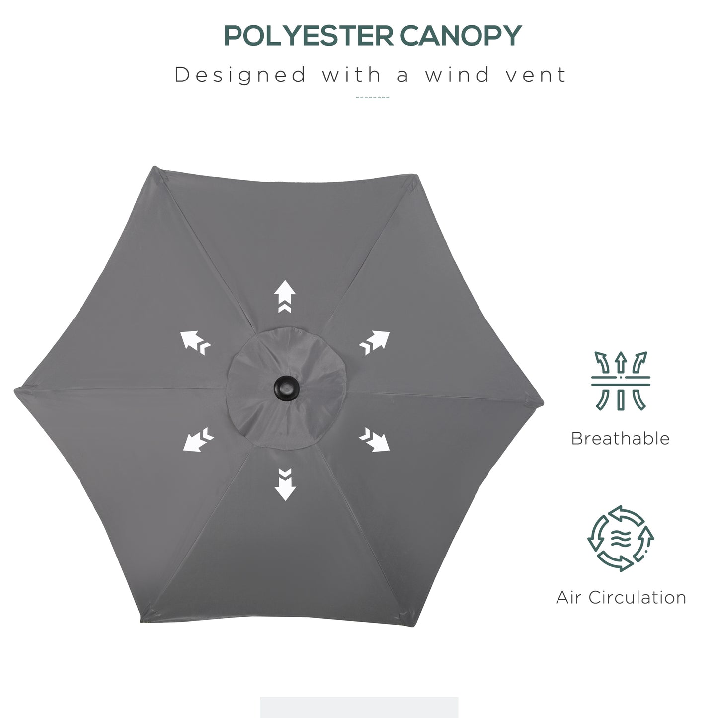 Outsunny 6.6FT Patio Umbrella, Outdoor Parasol with 6 Solid Ribs, Green
