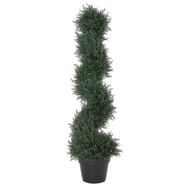 Outsunny 35.5" Topiary Trees Artificial Faux Fakes Spiral Plant Green Cedar Tree Indoor Decor with Nursery Pot