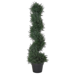 Outsunny 35.5" Topiary Trees Artificial Faux Fakes Spiral Plant Green Cedar Tree Indoor Decor with Nursery Pot