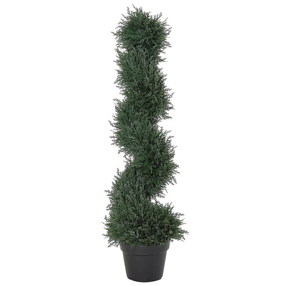 Outsunny 35.5" Topiary Trees Artificial Faux Fakes Spiral Plant Green Cedar Tree Indoor Decor with Nursery Pot