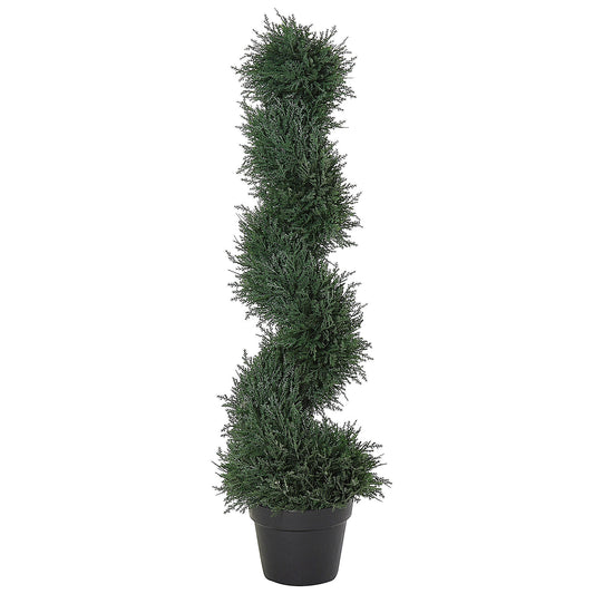 Outsunny 35.5" Topiary Trees Artificial Faux Fakes Spiral Plant Green Cedar Tree Indoor Decor with Nursery Pot
