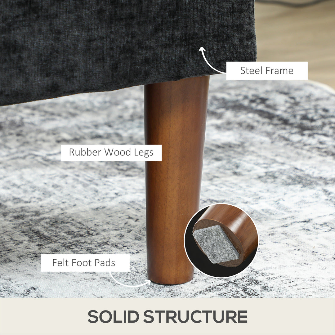 HOMCOM Modern Corner Couch with Right Chaise Lounge, Tufted 3-Seater Sofa with Wooden Legs for Living Room, Black