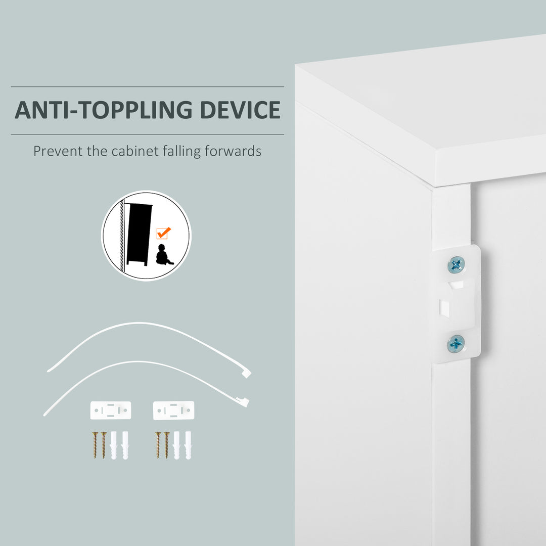 HOMCOM High Gloss Buffet Sideboard with 2 Drawers, 2 Doors and Adjustable Shelf, Kitchen Storage Cabinet with Push Open Design, White