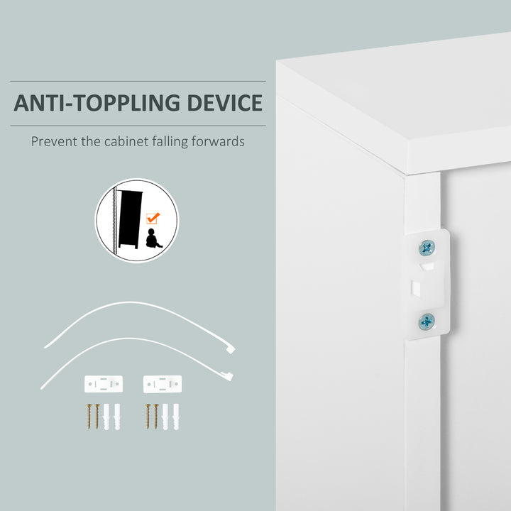 HOMCOM High Gloss Buffet Sideboard with 2 Drawers, 2 Doors and Adjustable Shelf, Kitchen Storage Cabinet with Push Open Design, White