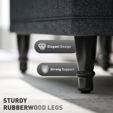 HOMCOM Storage Ottoman, Linen Fabric End of Bed Bench with Button Tufted Storage Bench for Bedroom, Grey