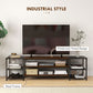 HOMCOM Industrial TV Cabinet for TVs Up to 60", TV Stand with Open Shelf Storage, Media Console with Steel Frame, Rustic Brown